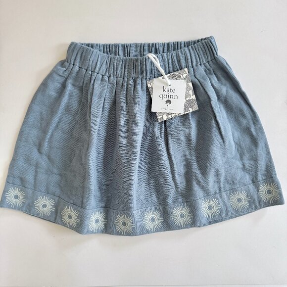 Kate Quinn Embroidered Skirt | Blue Chambray, Sunburst Hem | 2T | NWT (new with - Picture 1 of 4
